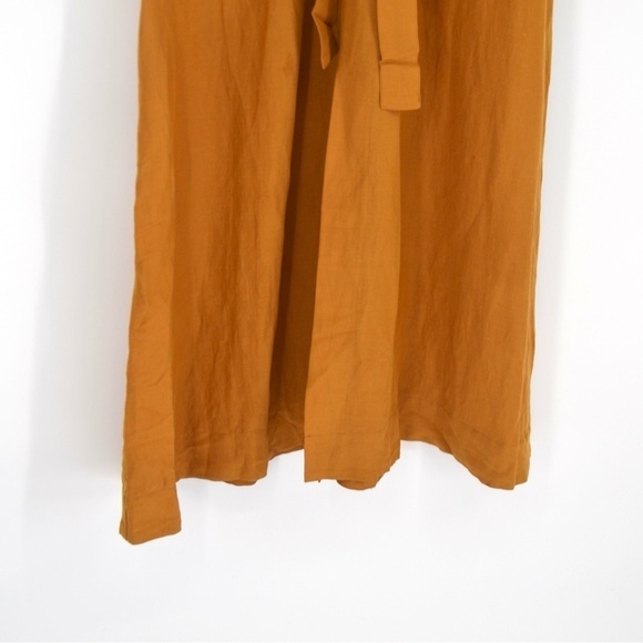 Madewell Linen Blend Dolman Sleeve Tie Waist Midi Dress in Mustard Women's 0 - Picture 5 of 8